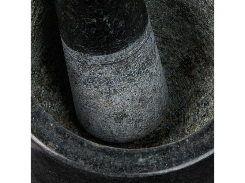 relaxdays Mörser mit Stössel 13 cm, Granit Küchenmörser und Stössel aus Granit