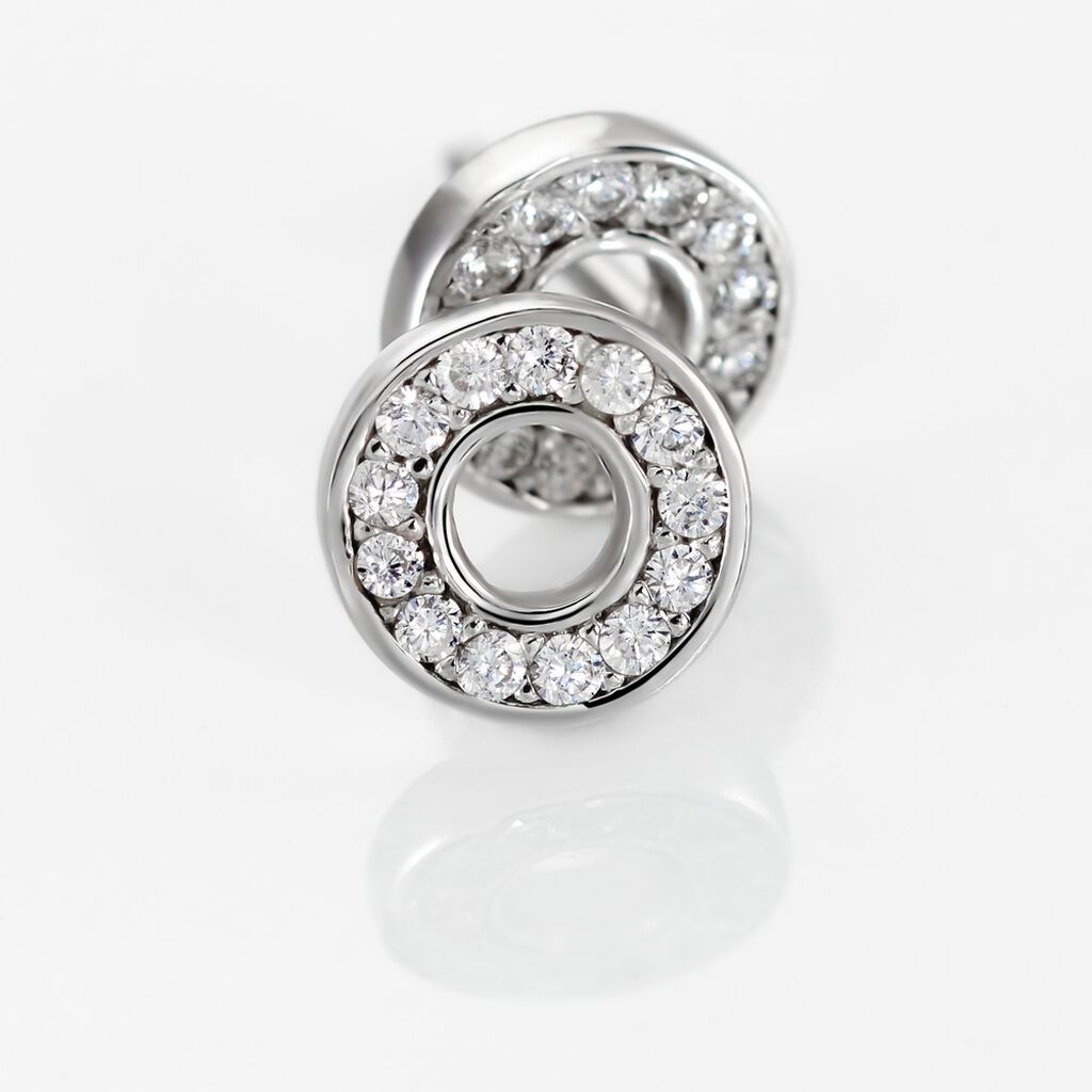 Boucles D'oreilles Puces Argent Blanc Eujen Oxydes De Zirconium
