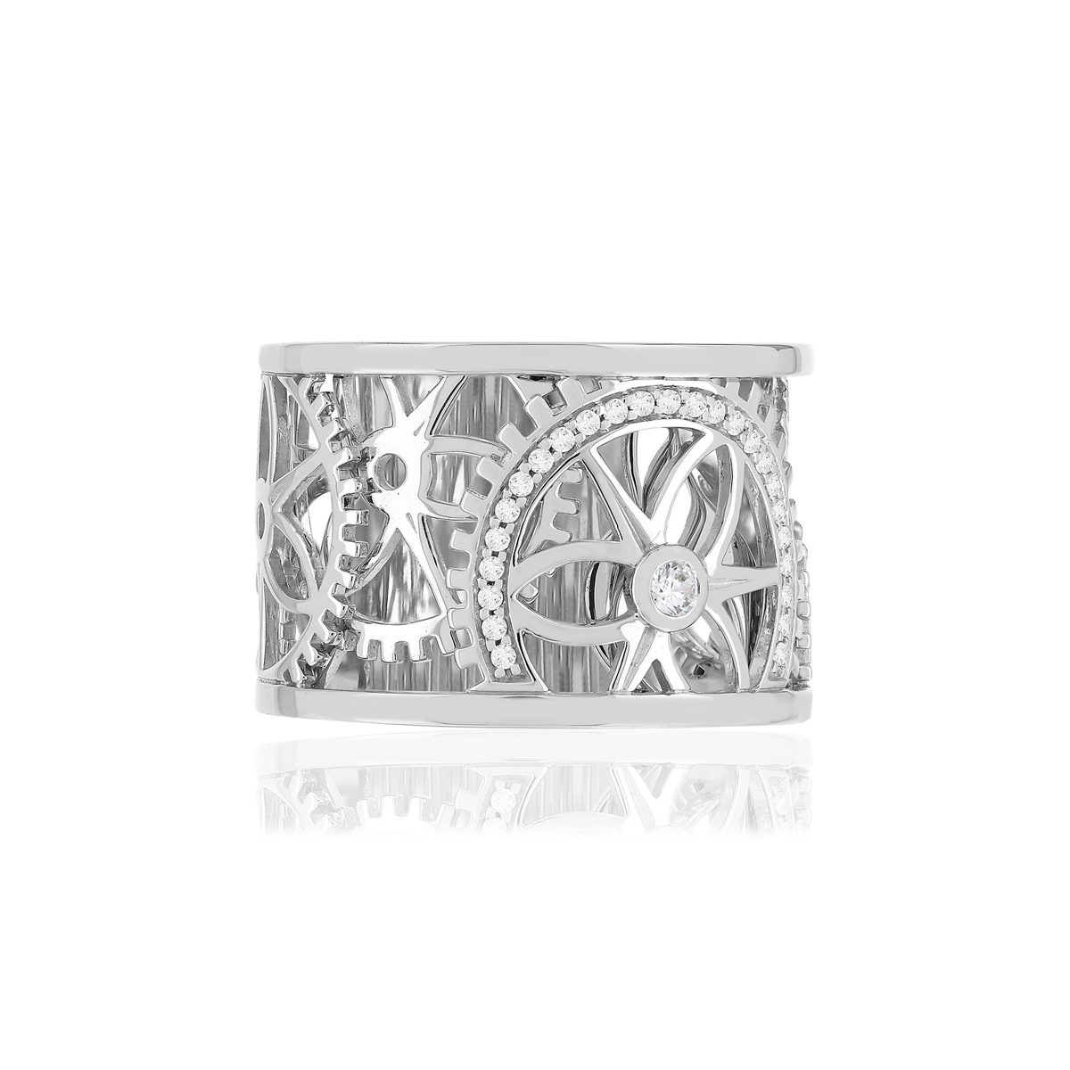Bague Vesontio or blanc 750, diamants total 12/100e de carat.