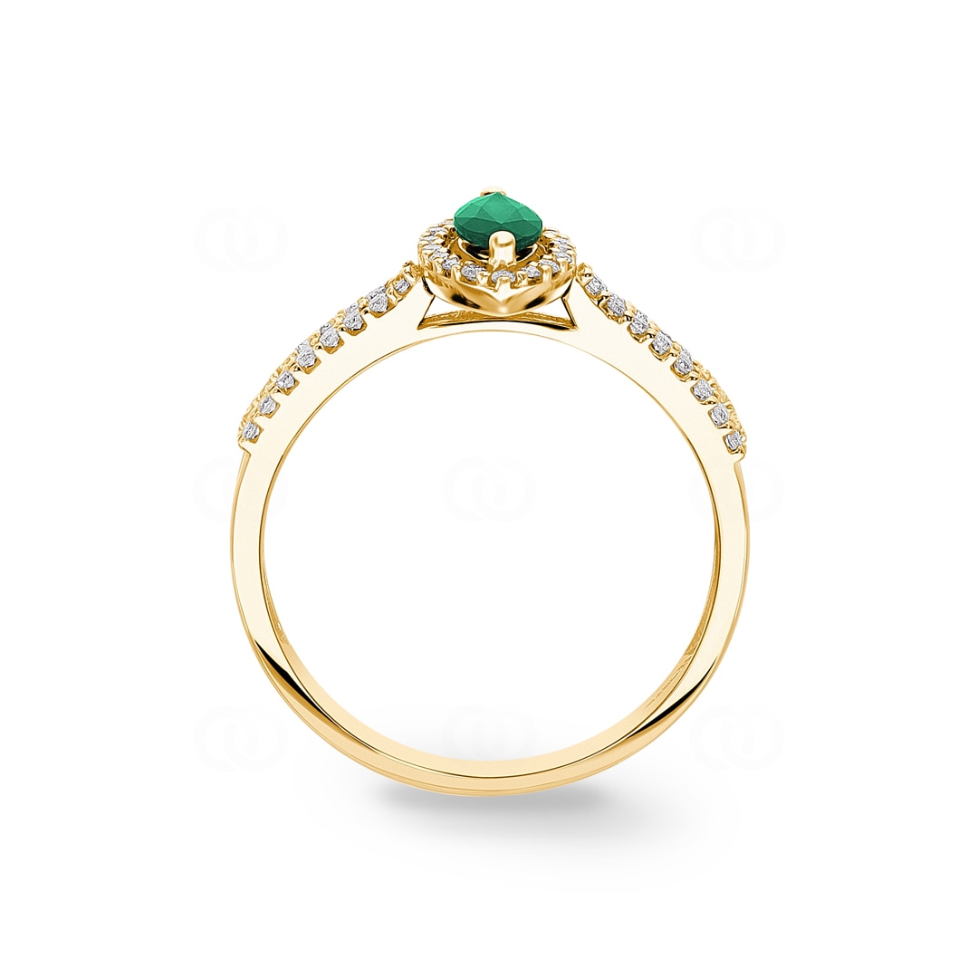 Smaragdring 750/18 K Gelbgold mit Diamanten 0.19 ct H/si