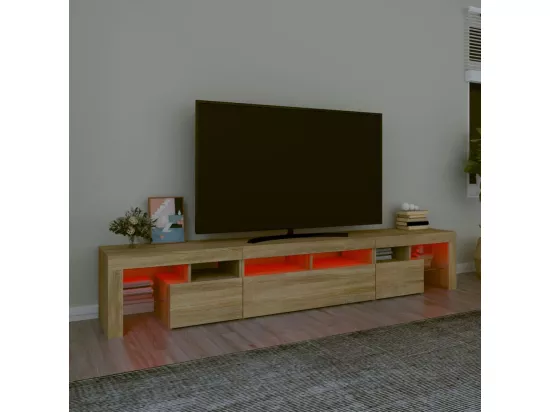 Meuble TV avec lumières LED Chêne sonoma 230x36,5x40 cm