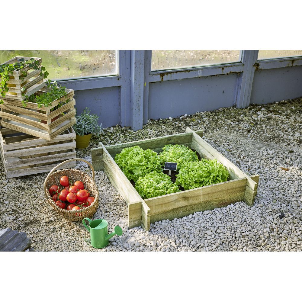 Carré potager en bois certifié FSC® naturel 80x80xH18 cm