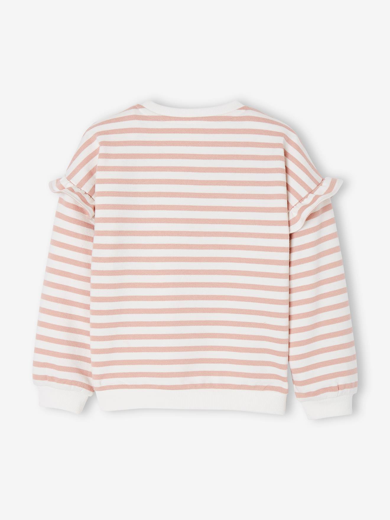 Blusa de moletom estilo marinheiro com mangas bufantes para meninas, listras verdes