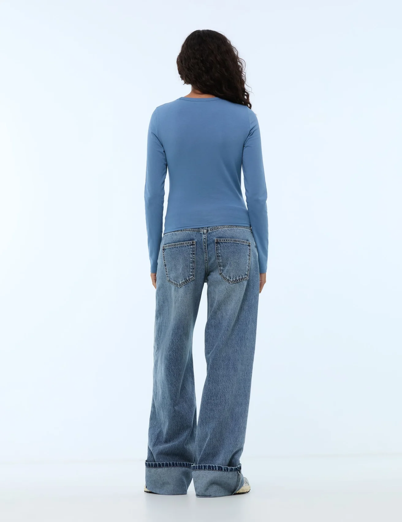 Jean wide leg taille basse denim bleu