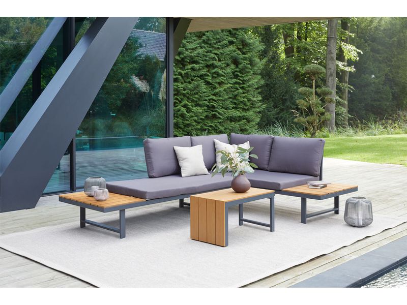 NORDIcated Loungeset Lain Alu Frame Elegantes und vielseitiges Alu-Sofa-Set für drinnen und draussen