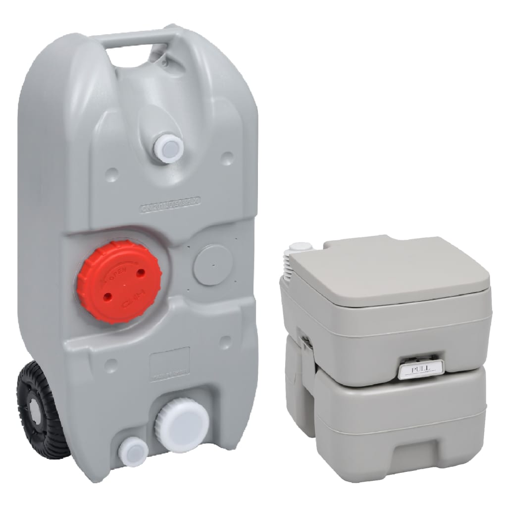Conjunto de vaso sanitário portátil e reservatório de água Vidaxl para camping, 41,5 x 36,5 x 42,5 cm