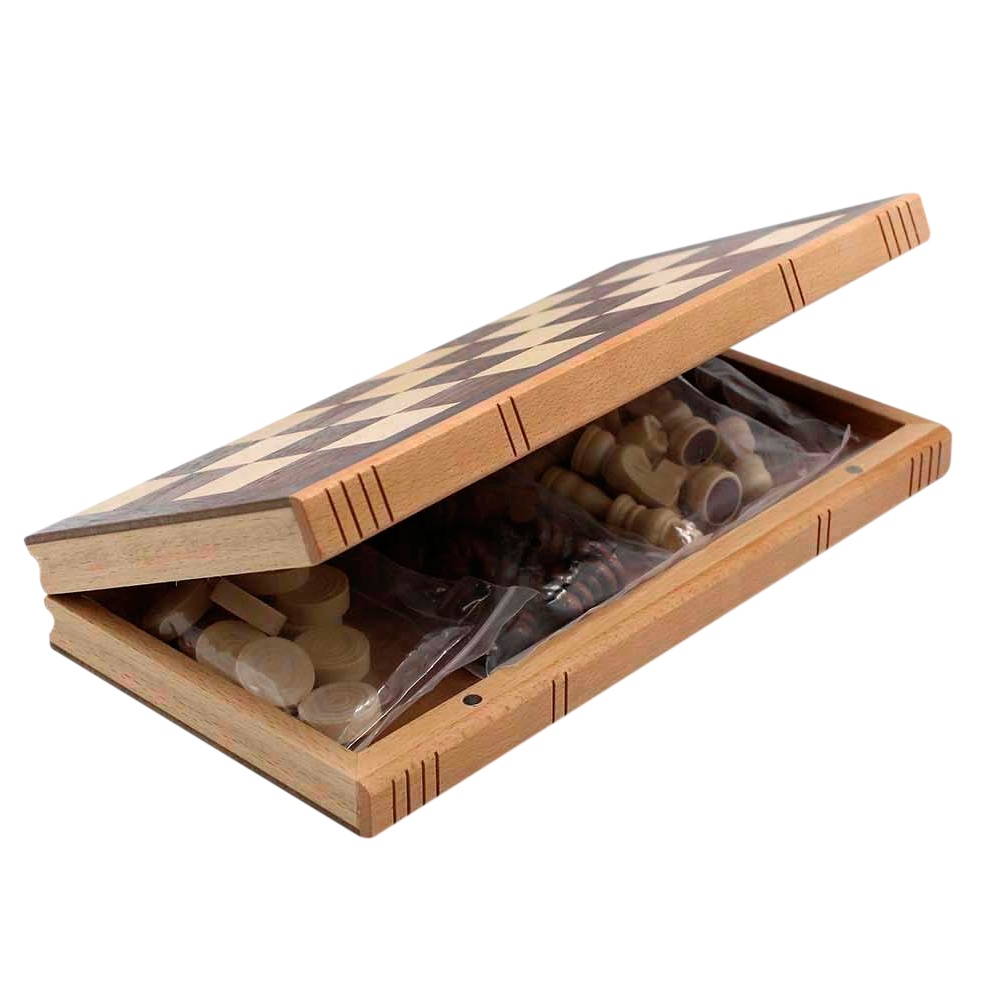 Schach- und Damespielset aus Holz
