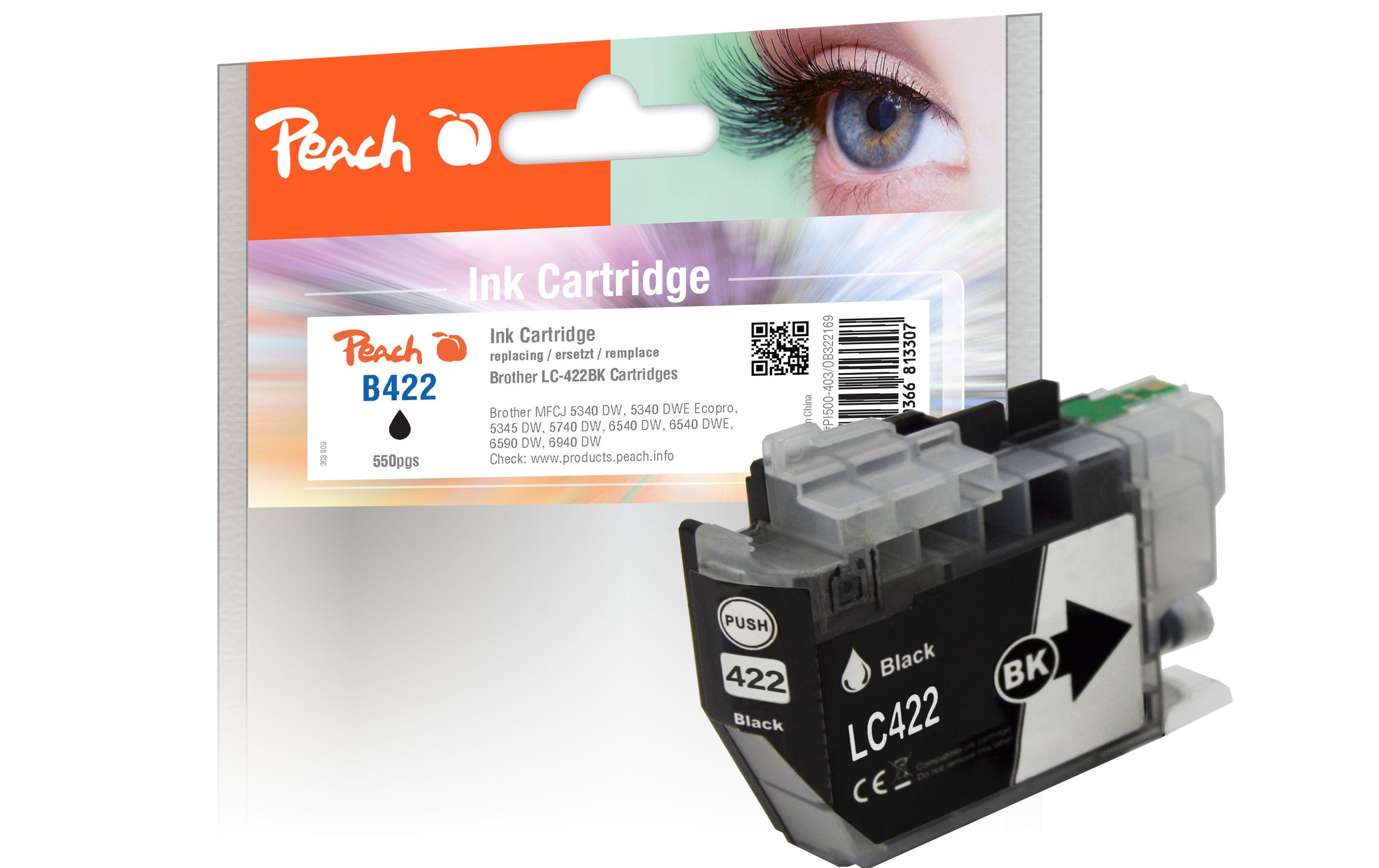 Tinte Brother LC-422BK BlackDruckerpatrone, Schwarz