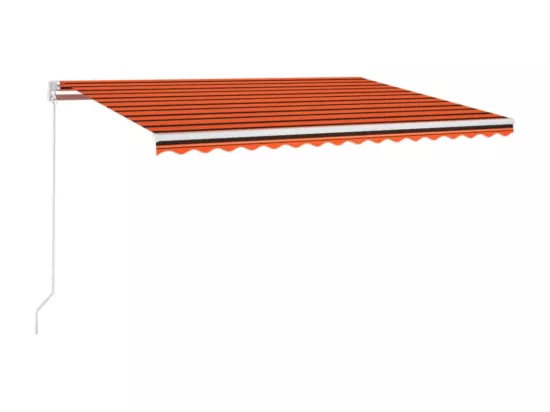Auvent manuel rétractable avec LED 400x350 cm Orange et marron