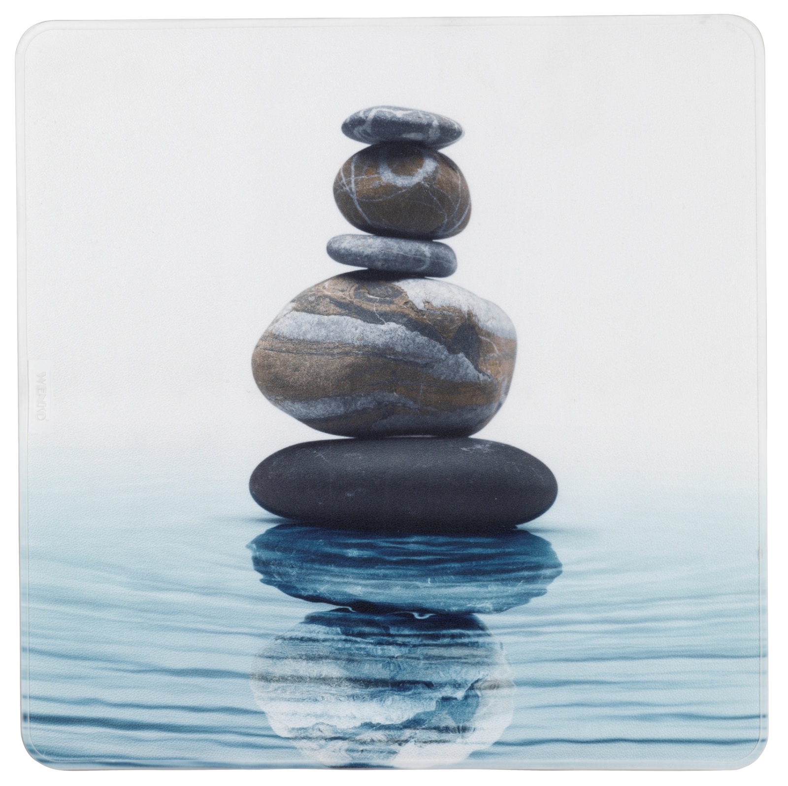 WENKO Duscheinlage MEDITATION - weiß-blau -54x54 cm