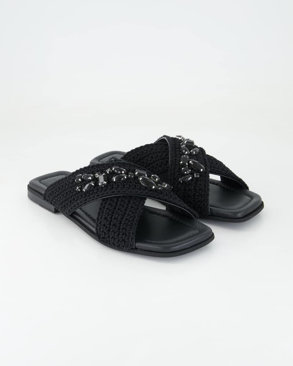 Inuikii Woven Crossed Stones Pantoletten in Schwarz