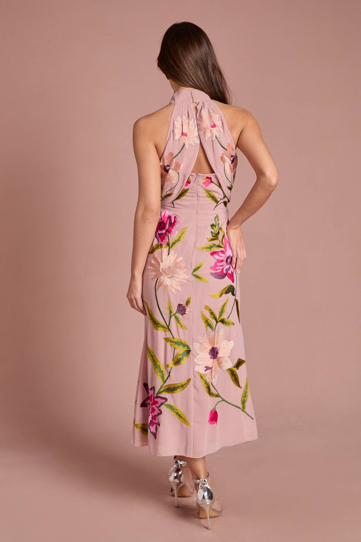 Coast Robe Midi À Col Montant Avec Broderie Florale
