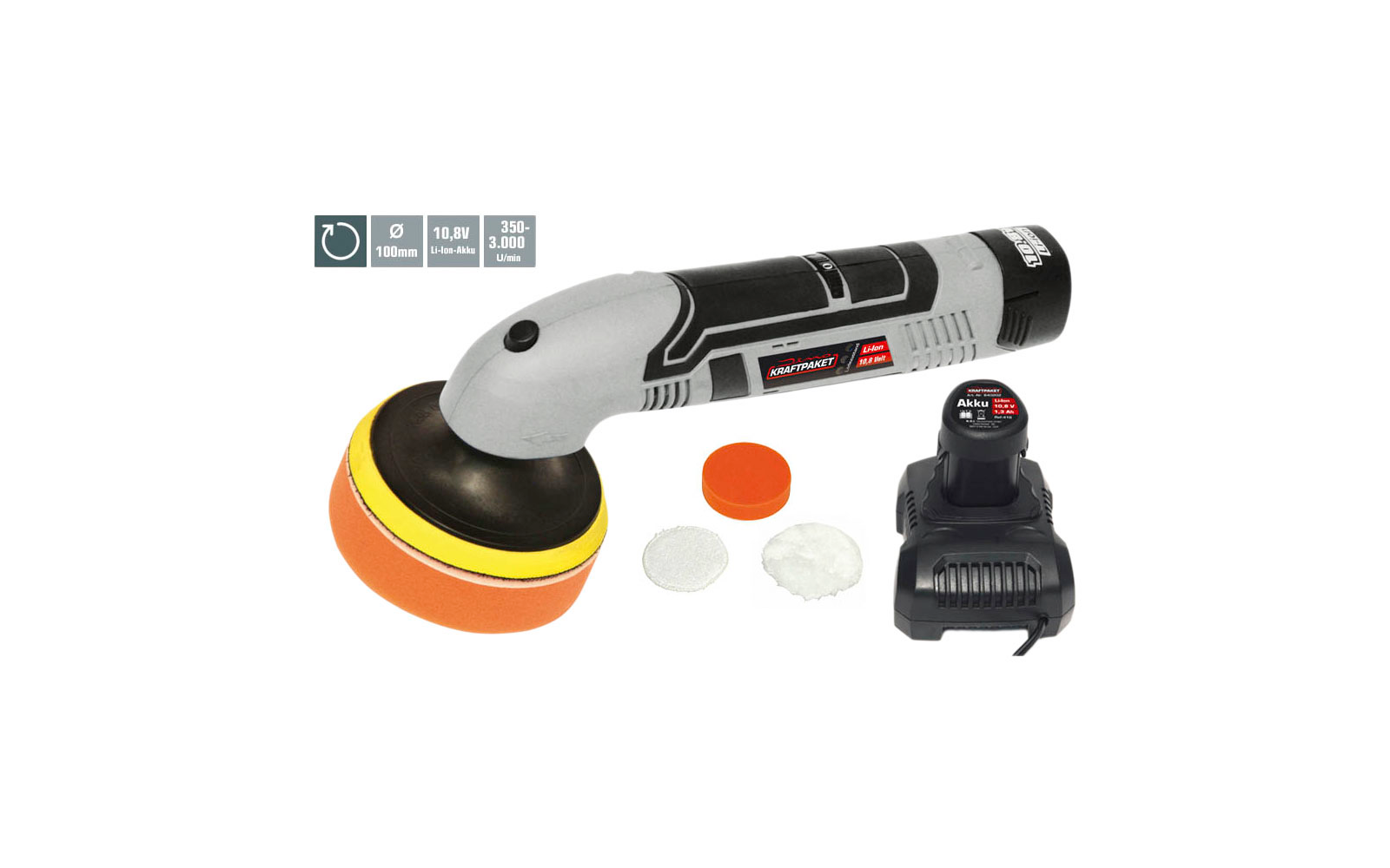 Dino KRAFTPAKET Poliermaschine AKKU 10,8V 100mm