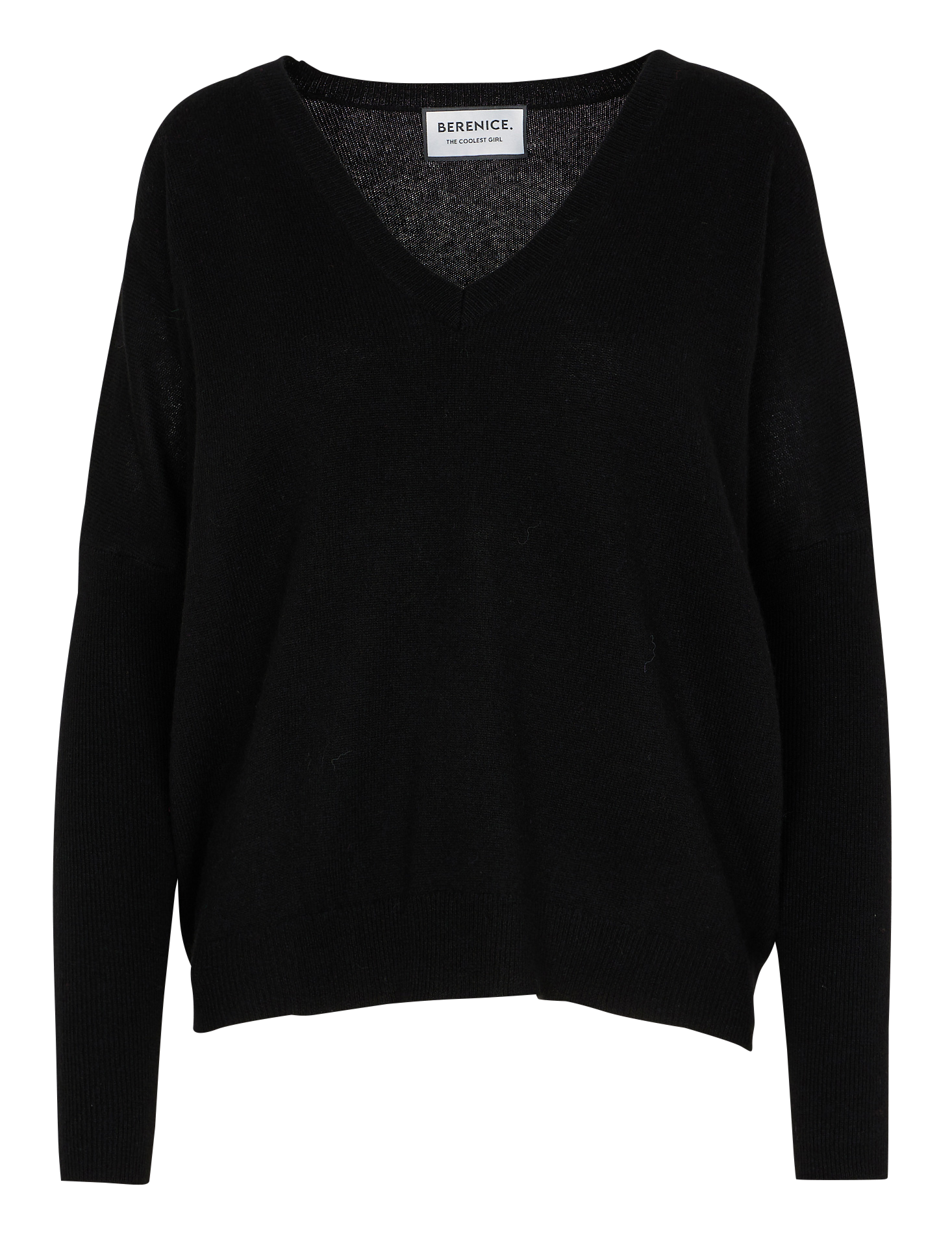 AUROLA - Pull ample col V à strass en laine et cachemire | Noir