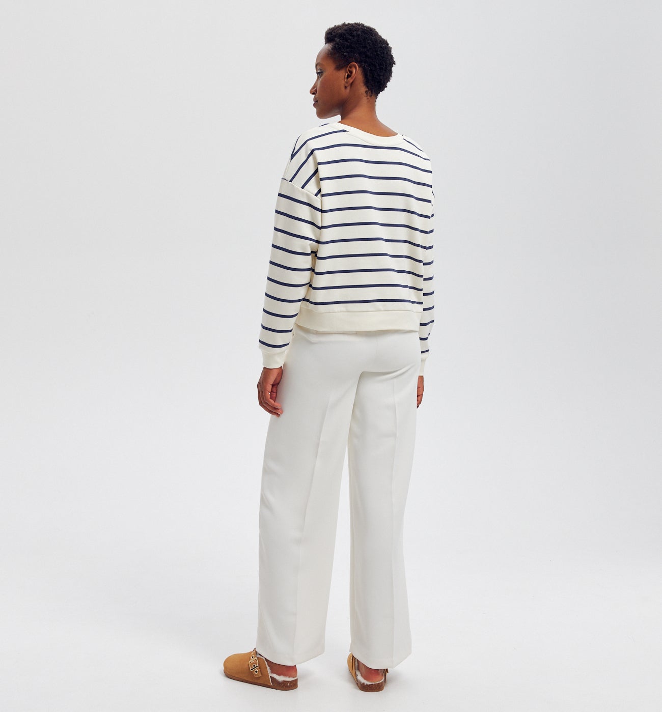 Sweat-shirt rayé Femme - Rayé marine