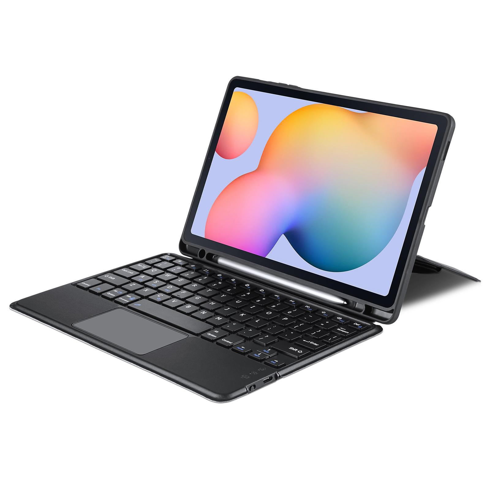 2in1 Samsung Galaxy Tab S6 Lite (2024/2022/2020) Leder Tasche Magnetische Bluetooth Tastatur   S-Pen Halterung (QWERTY) - Schwarz