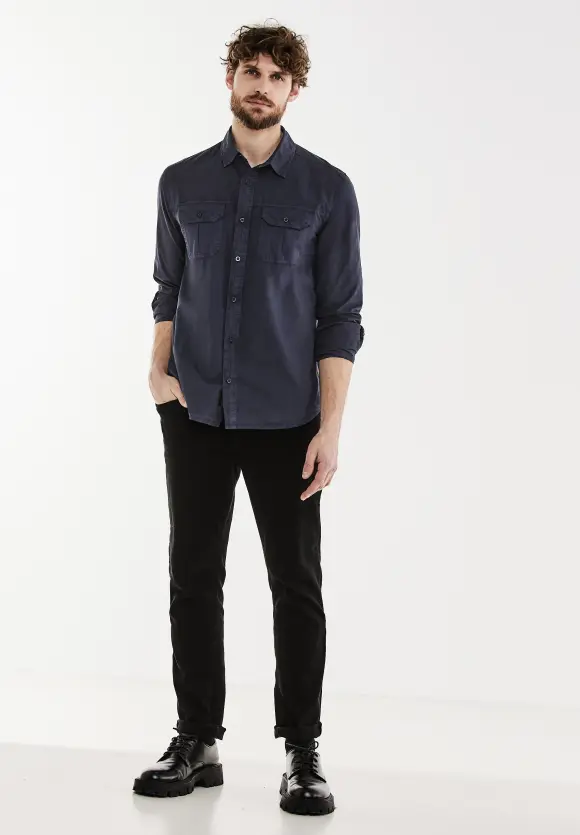 Hemd in washed Optik - eclipse blue