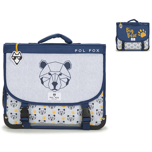 Pol Fox - CARTABLE BEAR 38 CM - Marine / Gris