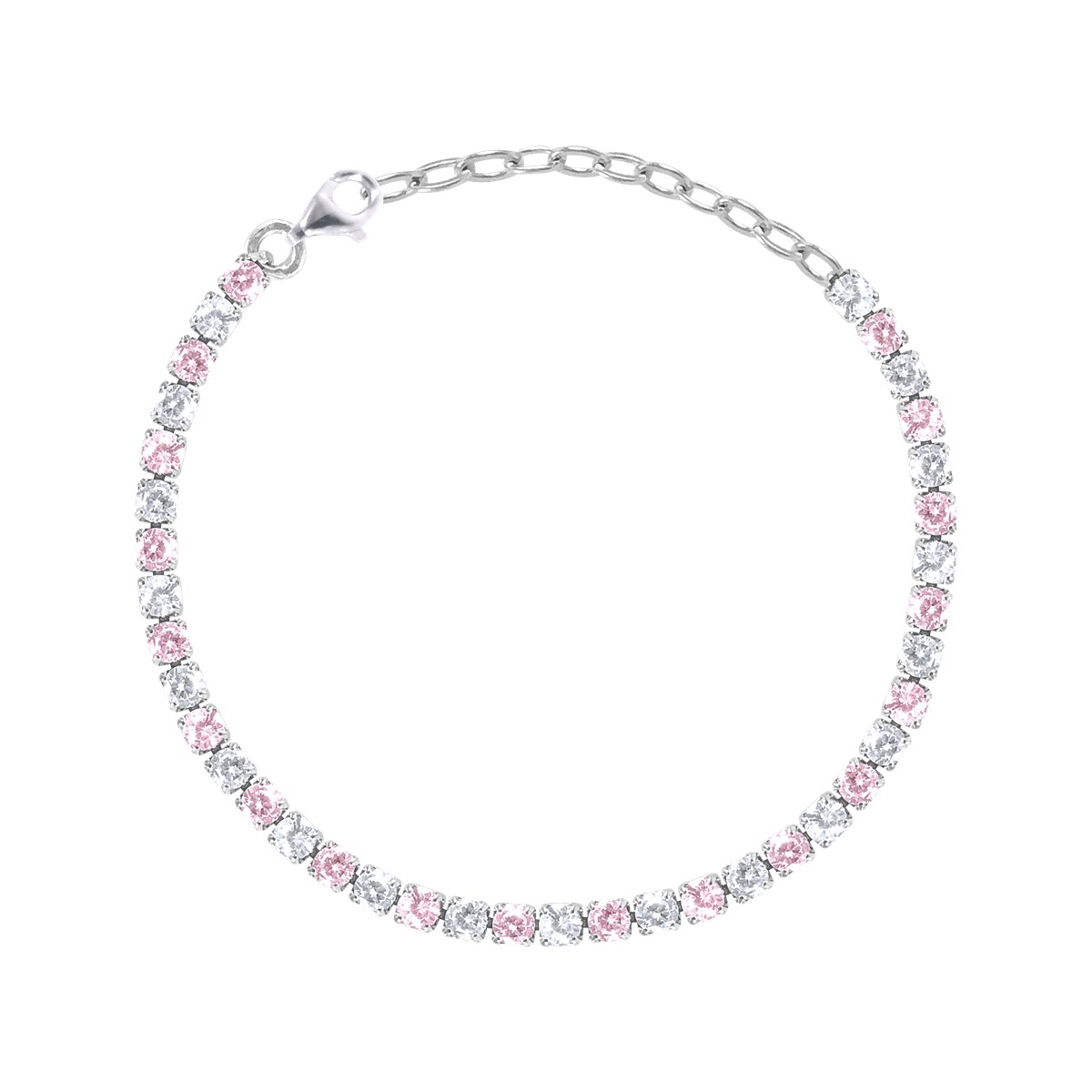 Bracelet rivière acier argenté et oxydes de zirconium