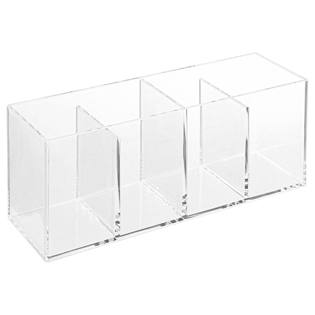 Organiseur salle de bain plastique 4 compartiments transparent 22.3x9.8x7cm