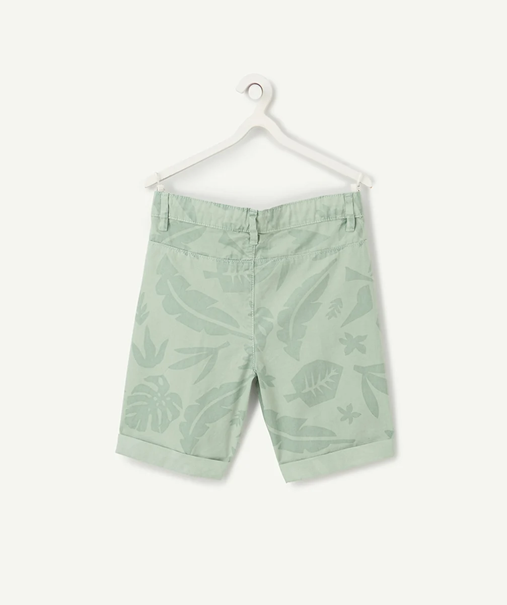 bermuda chino garçon vert d'eau imprimé tropical