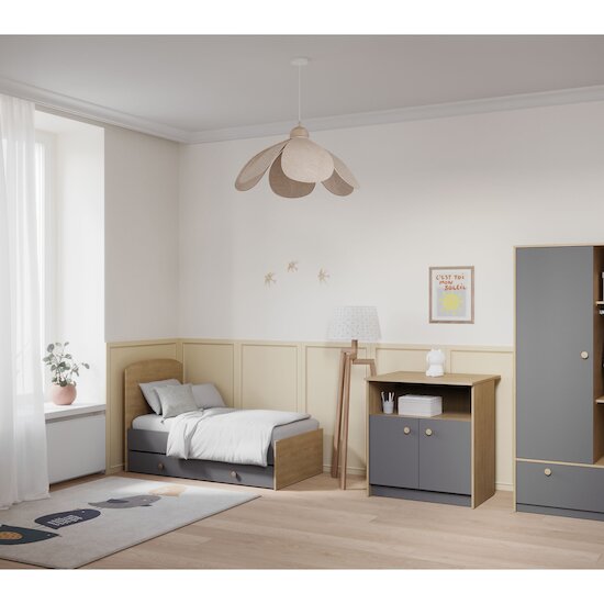 Gabin Tiroir de lit   Blanc perle / Gris graphite        70 x 140 cm   de               CBA Meubles