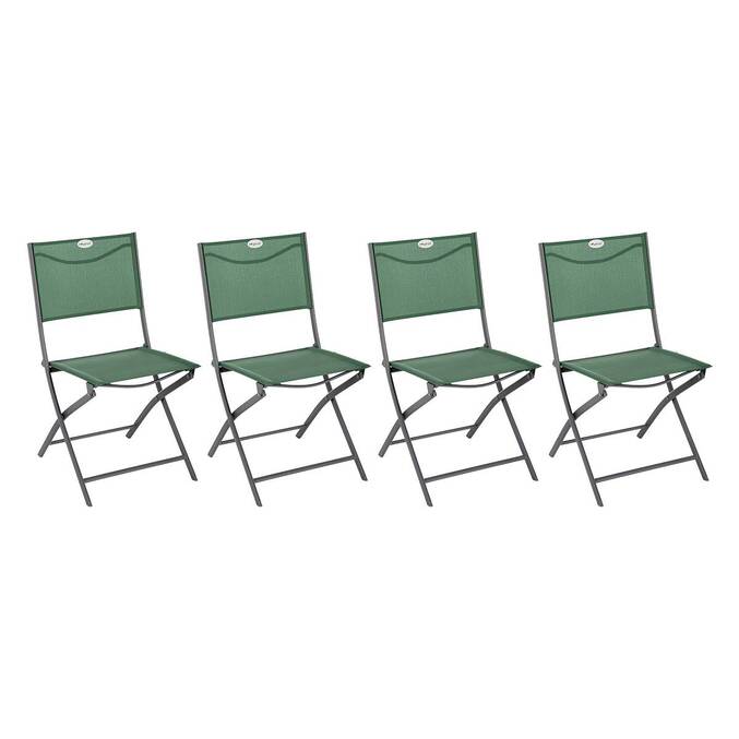 Lot de 4 chaises de jardin pliantes MODULA Vert olive & Graphite