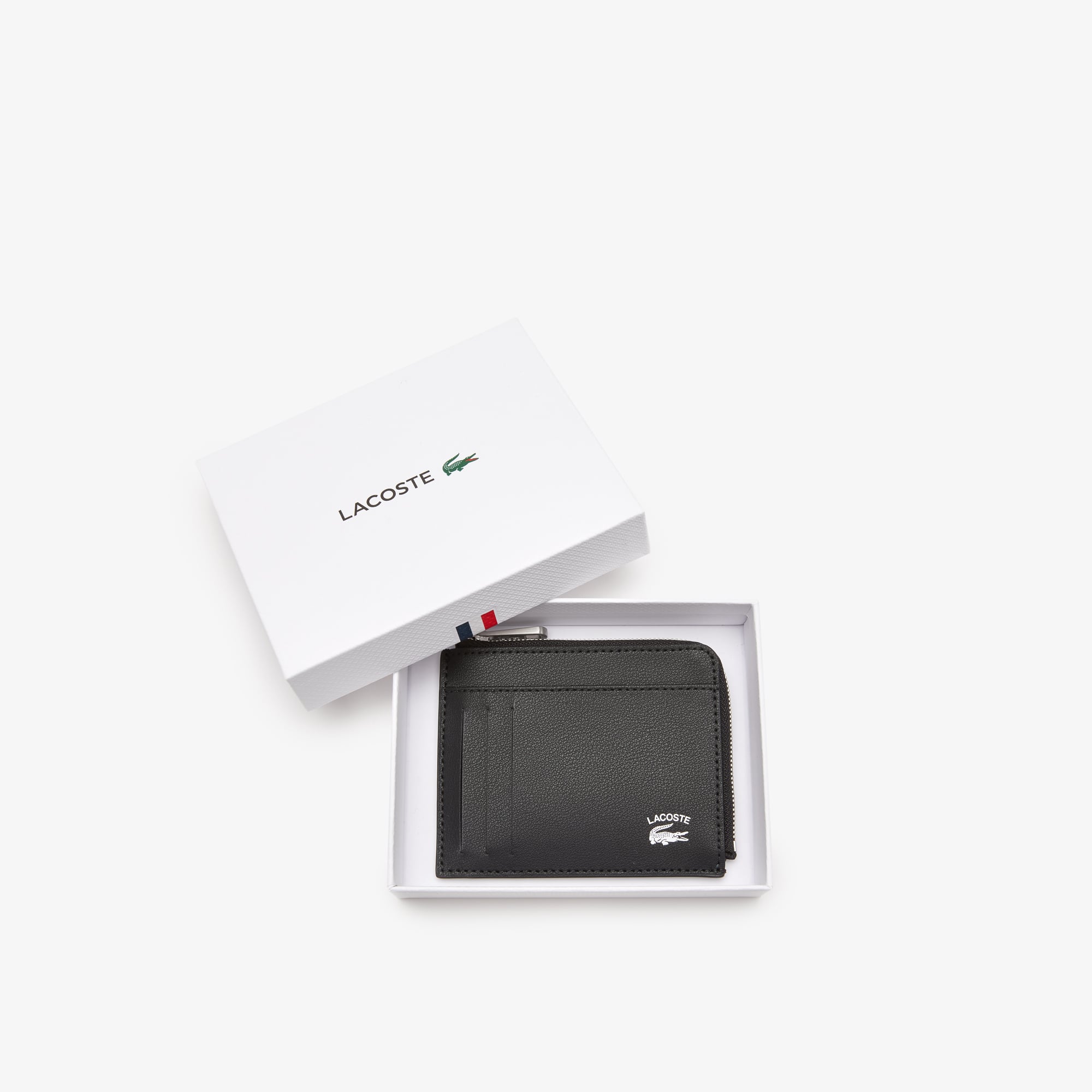 Porte-cartes zippé homme Lacoste avec marquage contrasté Portefeuilles - Noir - Lacoste - Homme