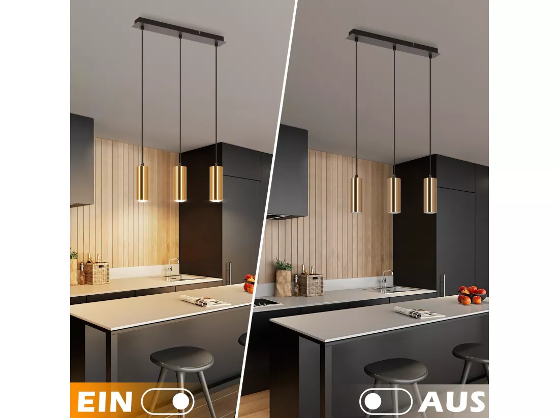 NETTLIFE Suspension 3 feux Or Noir Vintage GU10 Industrielle