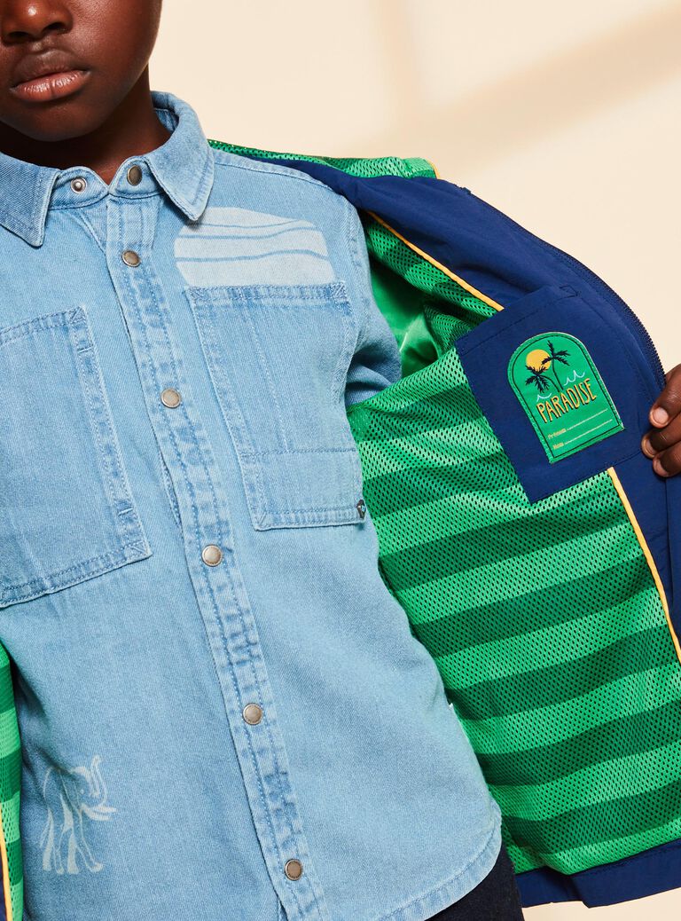 Parka bleu roi à capuche