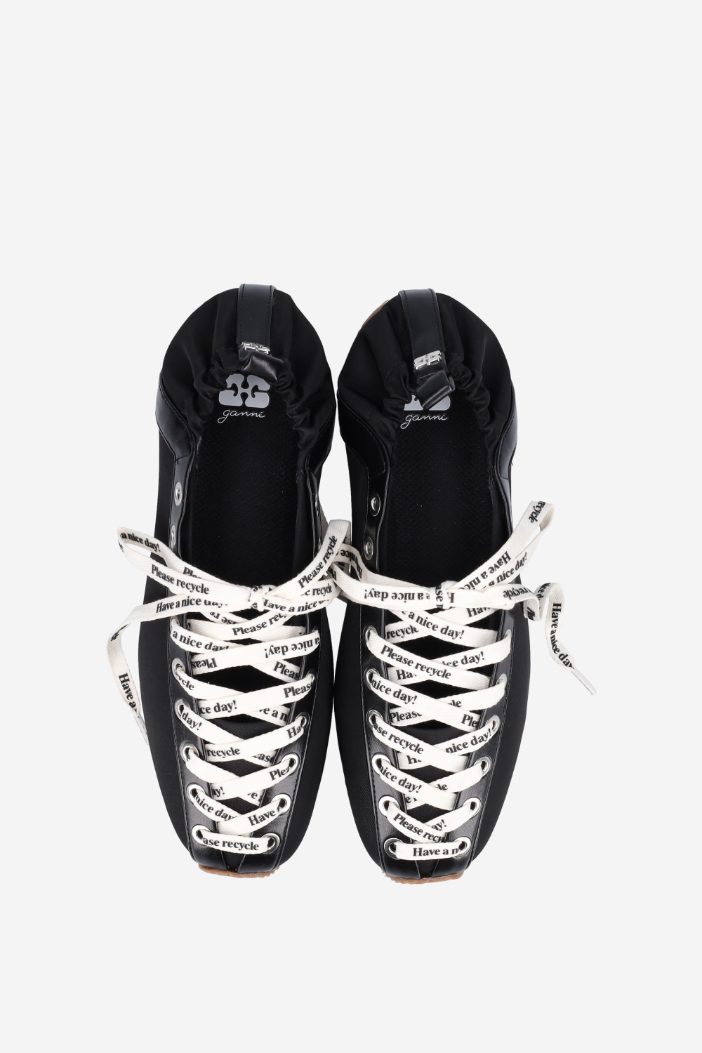 Sporty nylon lace up ballerinas