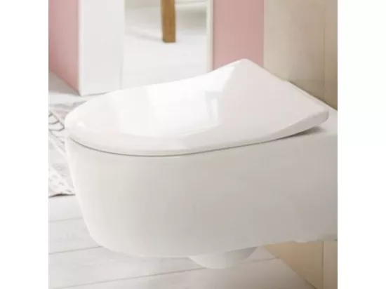 Pack WC suspendu sans bride VILLEROY ET BOCH Avento + Bâti support ViConnect Pro + abattant frein de chute + plaque noir mat
