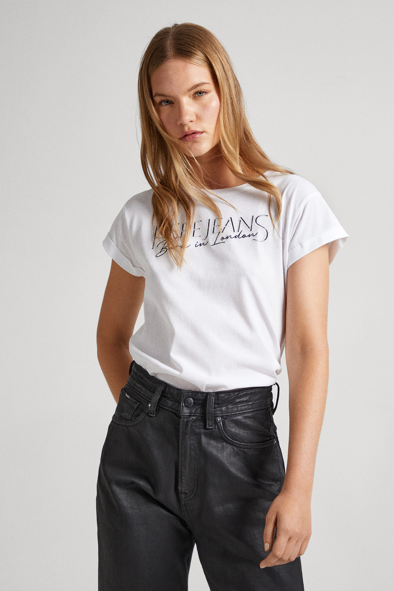 Camiseta de algodão com estampa de logotipo