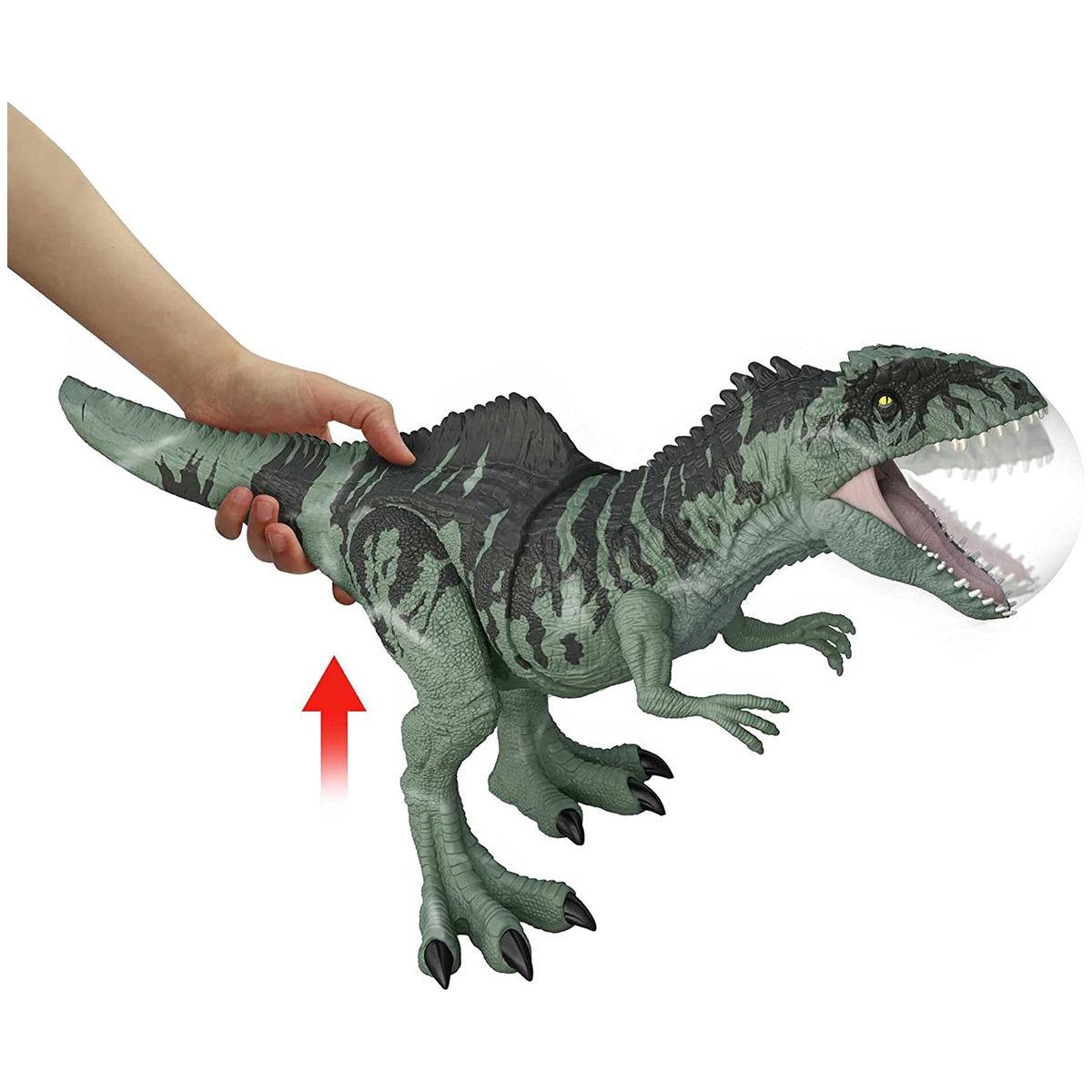 Mattel GYW86 - Jurassic World - Strike N' Roar - Giganotosaurus mit Brüllgeräuschen, ca. 54 cm
