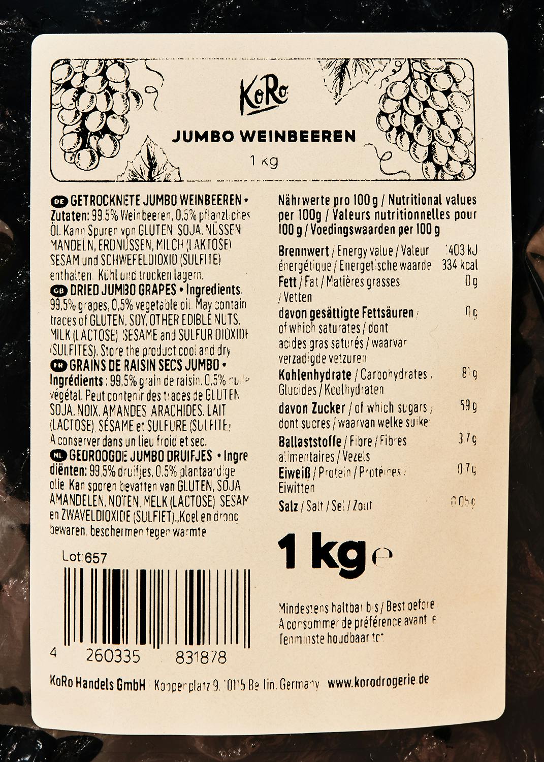 Jumbo Weinbeeren 1 kg