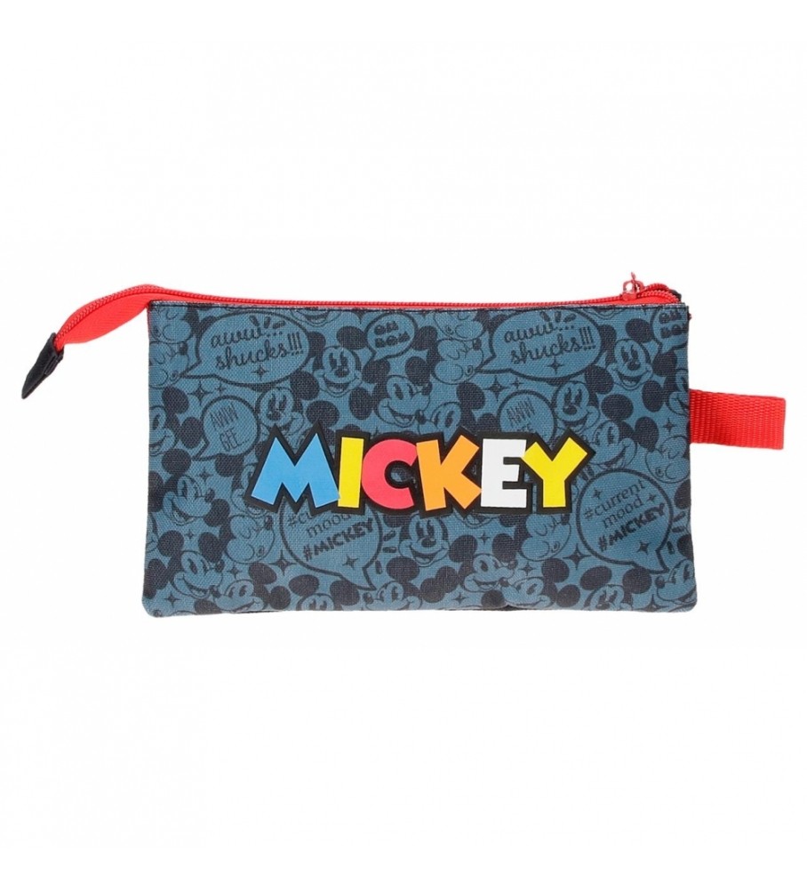 Estojo para lápis Joumma Bags Mickey Get Moving com três compartimentos, vermelho e azul - 22x12x5cm -