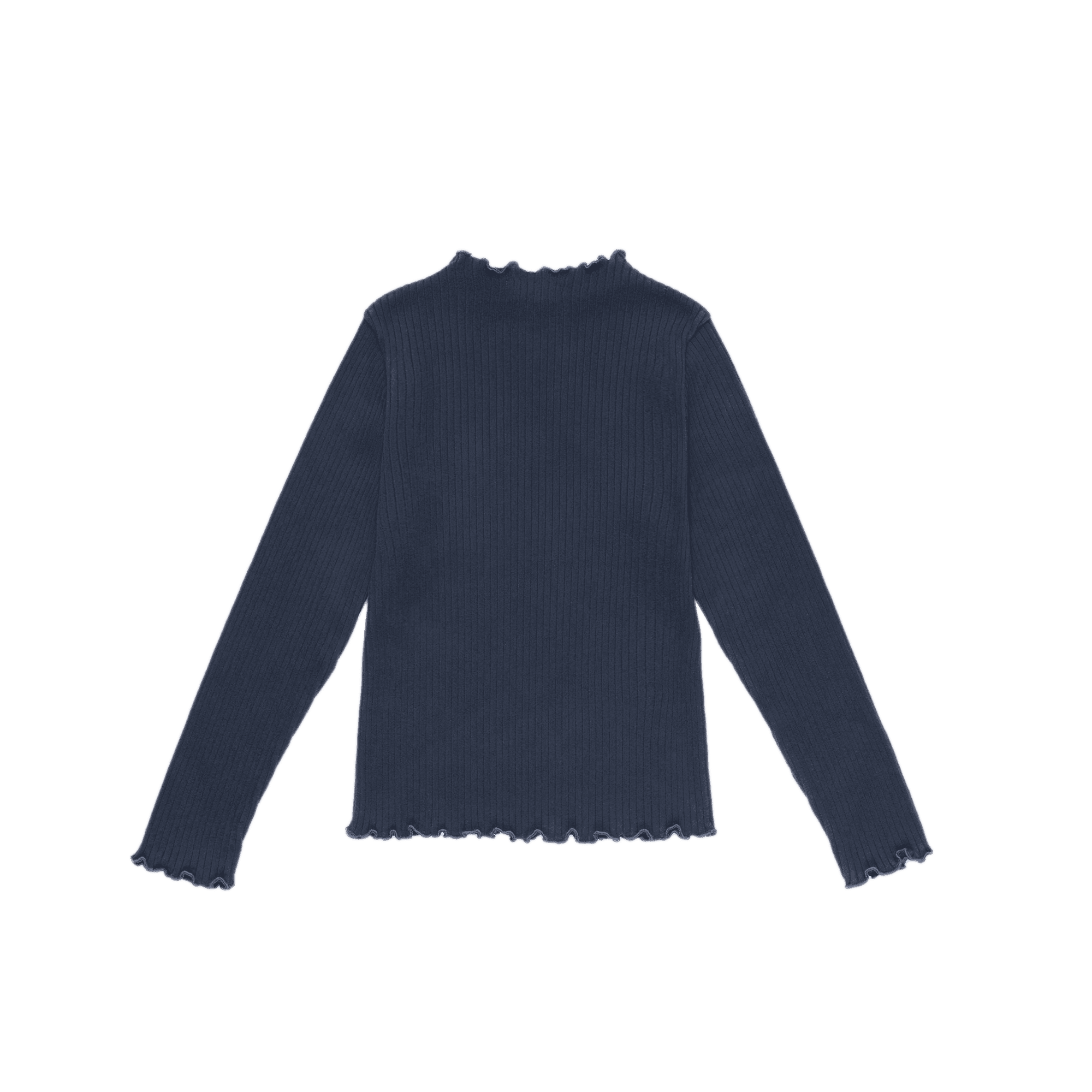 BETSY - Tee-shirt col montant en coton côtelé | Bleu