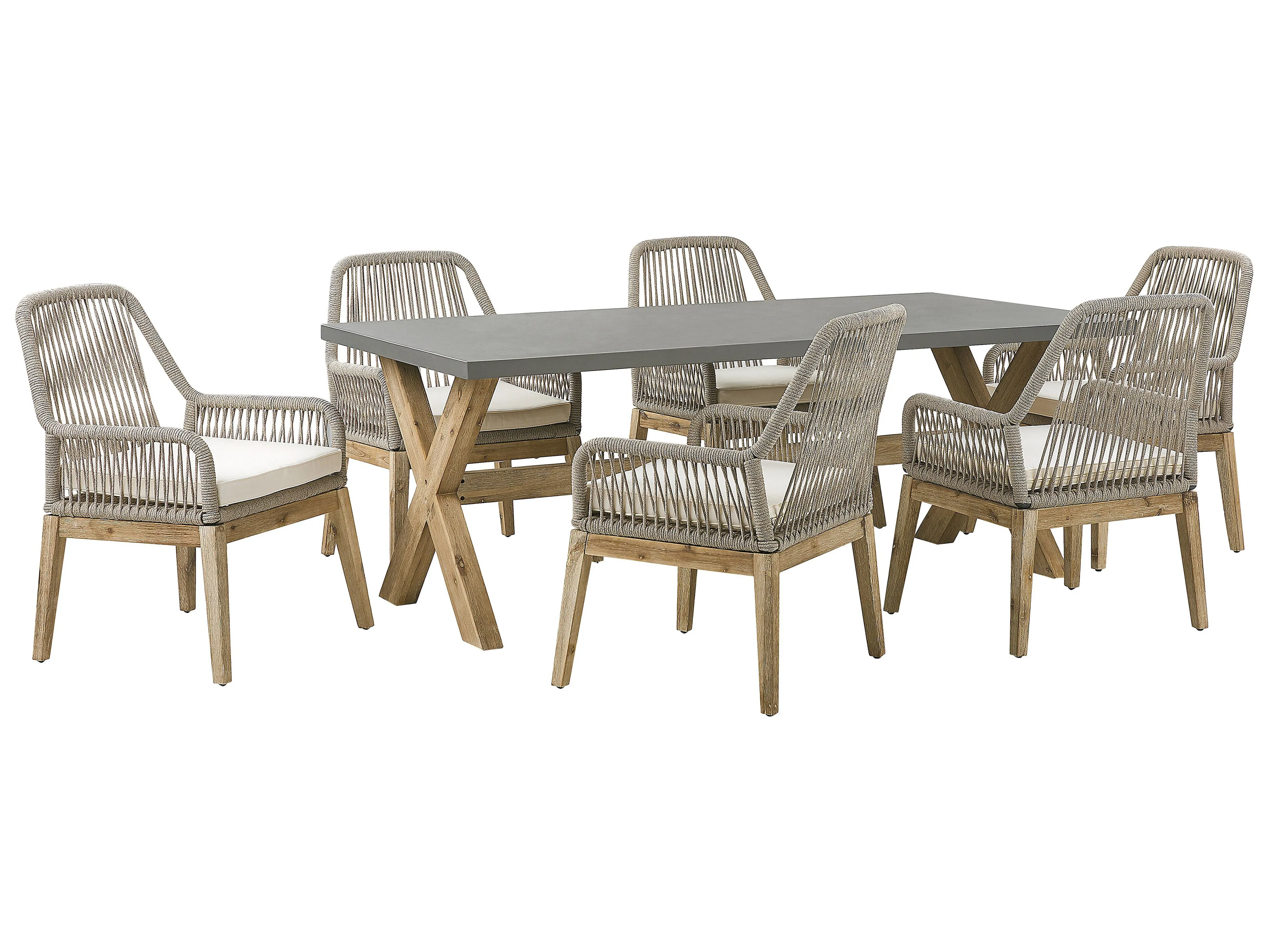Tuinset 6-zits OLBIA met kussens Beton Beige