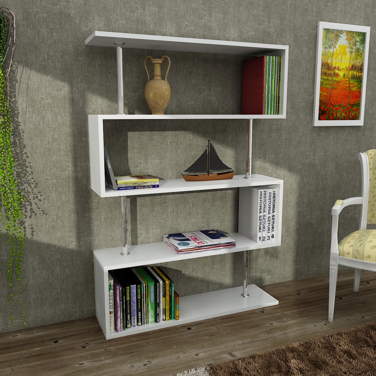 Bücherregal Sunrise Weiß Farbvariante: Apfel, Größe: L