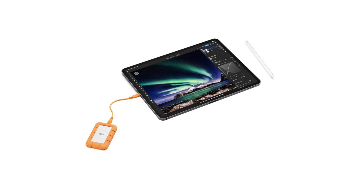LaCieRugged Mini 2 TB externe SSD  (Oranje/zilver, USB-C 3.2 Gen 2x2 (20 Gbit/s))