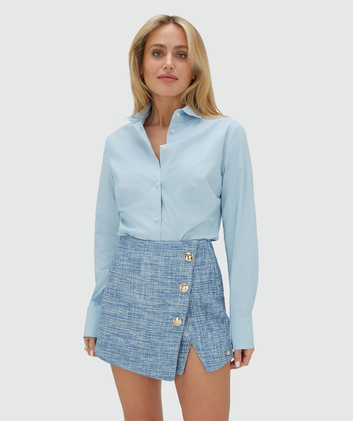 JV-LOTTI high rise regular fit skort met lurex - blue bouclé