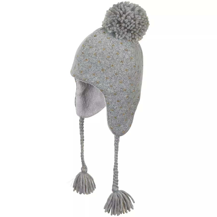 Sterntaler Inka-Mütze Lurex Pompon rauchgrau