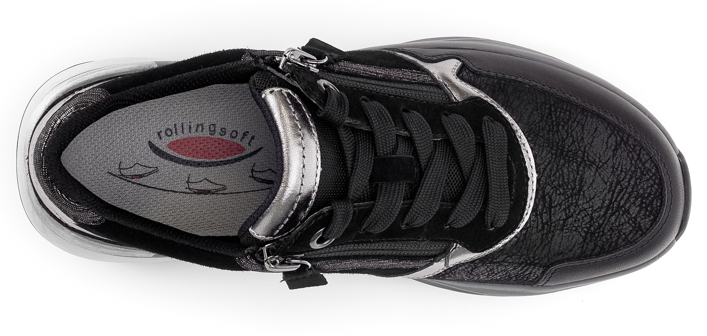 Gabor Rollingsoft Keilsneaker  , Keilabsatz, Freizeitschuh, Halbschuh, Schnürschuh,  Kontrastbesätze
