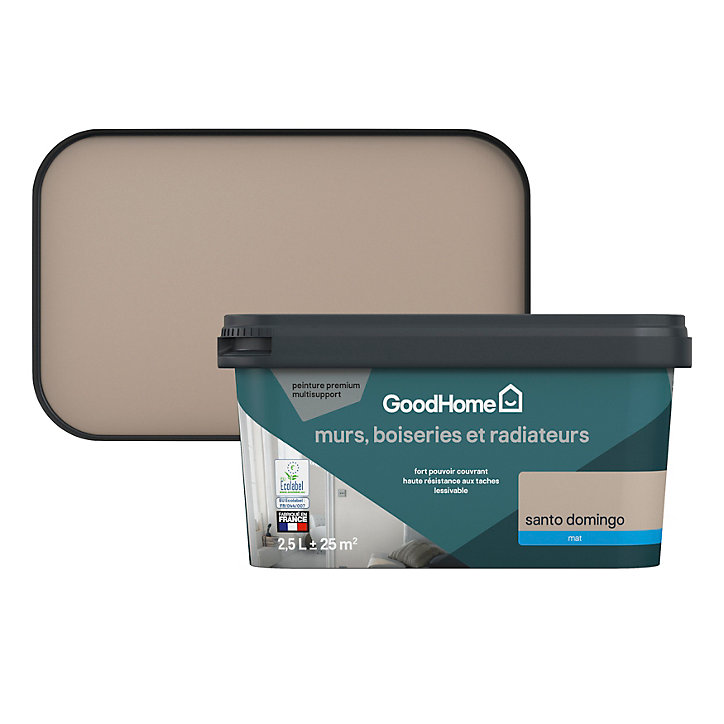 Peinture intérieure couleur murs, boiseries et radiateurs GoodHome mat santo domingo beige 2.5L