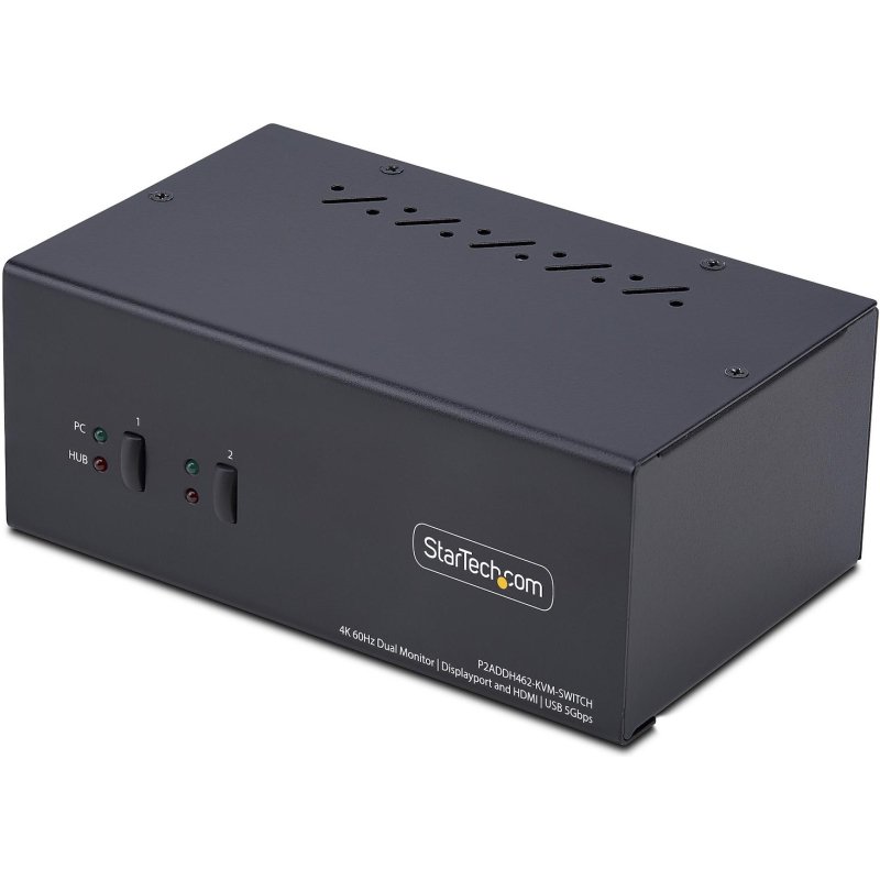 StarTech.com Commutateur KVM 2 Ports DisplayPort et HDMI, 4K 60Hz, 1 Moniteur HDMI et 1 Moniteur DP, Switch KVM 2 Ports, Hub USB 5Gbps 2 Ports, 2 Ports USB HID, Conforme TAA