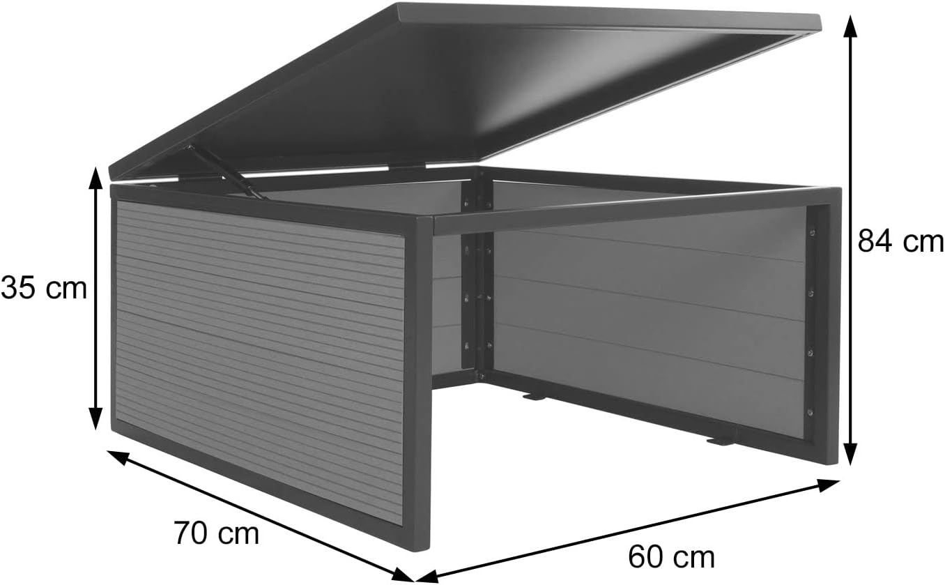 Mähroboter-Garage mit Deckel HWC-L45, Dach Unterstand für Rasenmäher, WPC Metall 35x60x70cm - Eiche-Optik