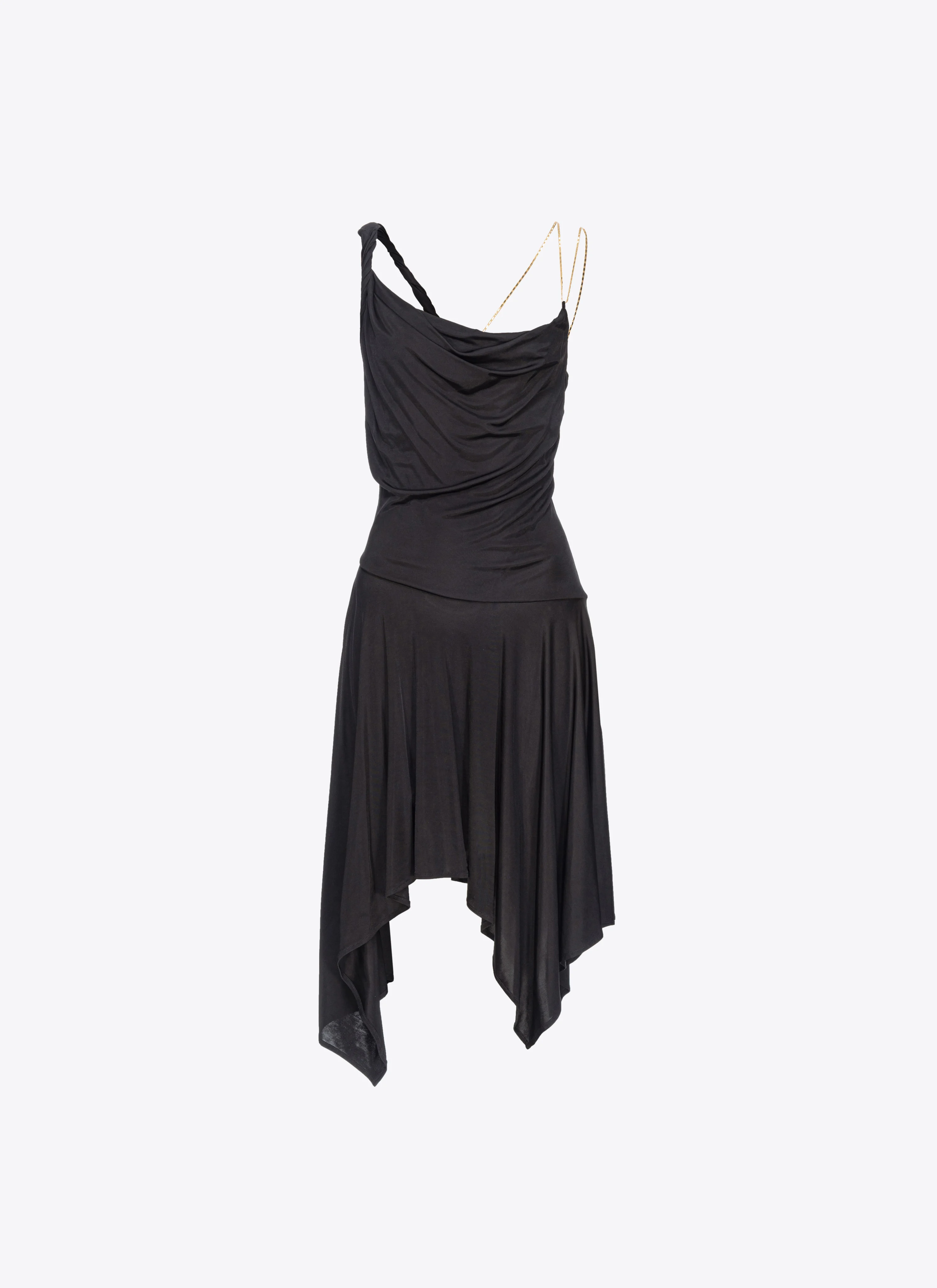 Robe drapée à chaînette | Noir