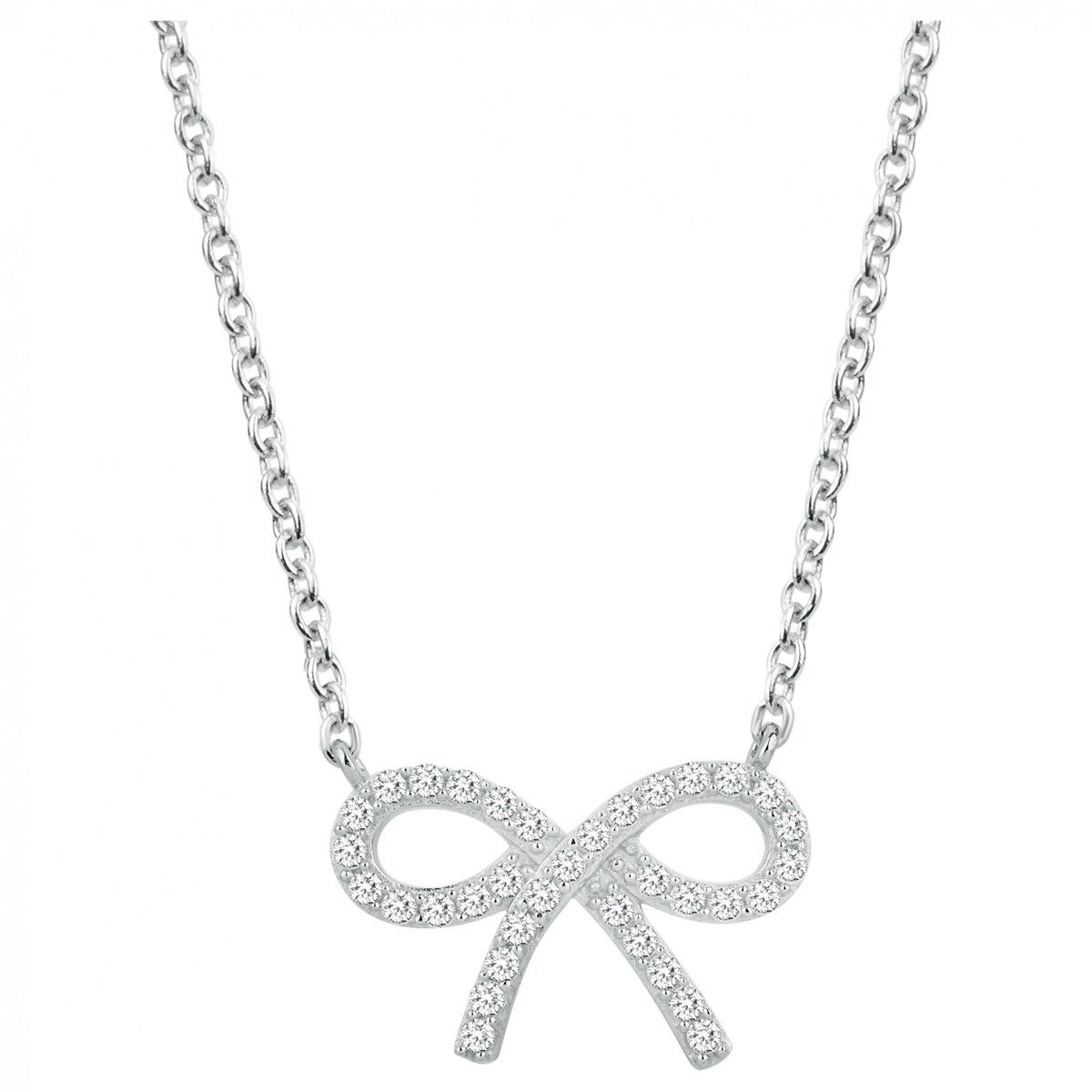 Collier mono-motif en Argent avec oxyde de zirconium blanc