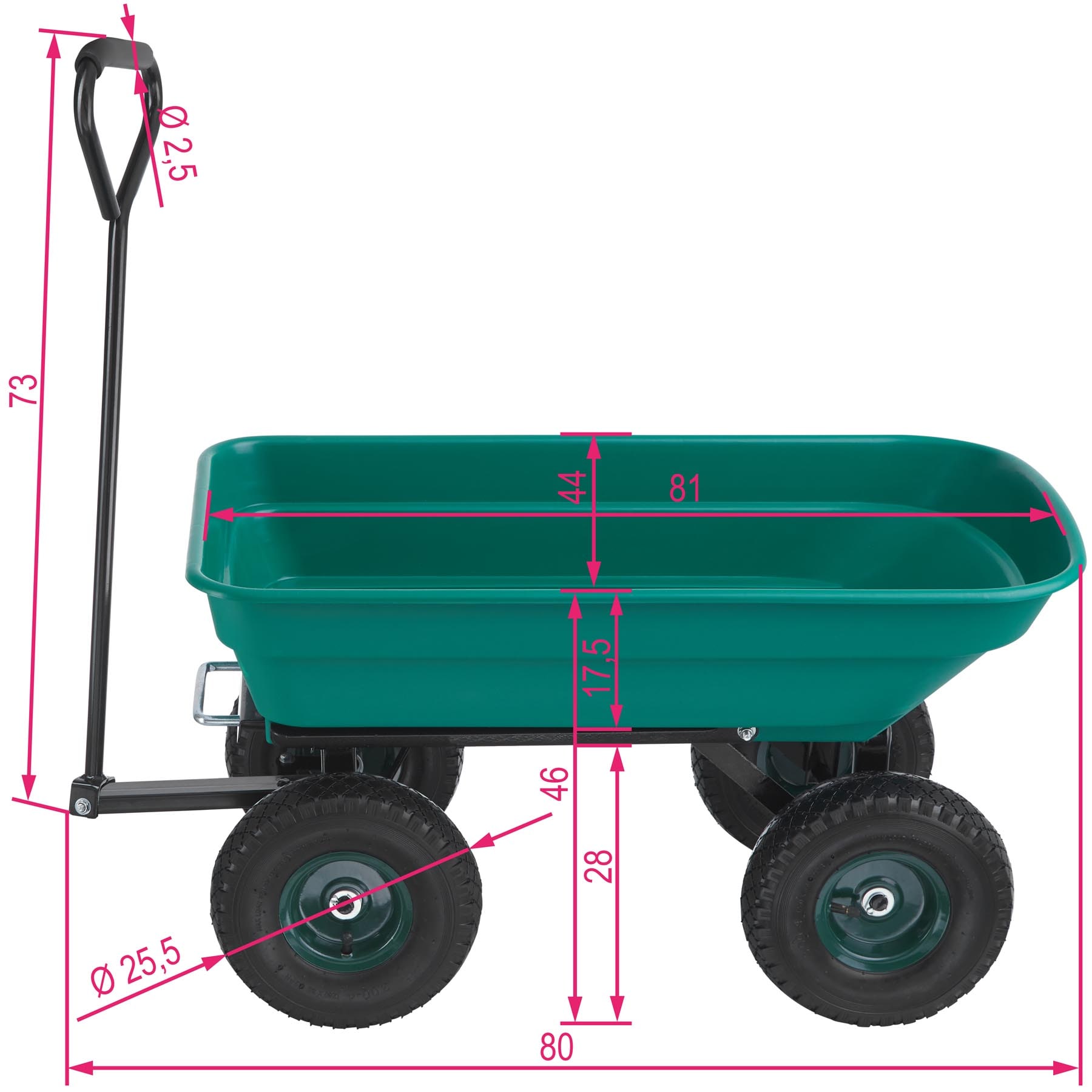 tectake® Gartenwagen, mit Kippfunktion, leichtgängige Lenkachse, Belastbarkeit 120 kg