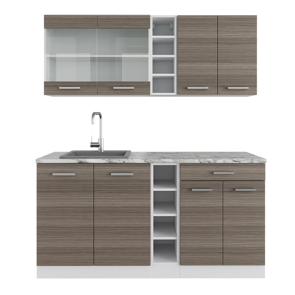 Vicco Küchenzeile Küchenblock Einbauküche R-Line Single Weiß Edelgrau 160 cm